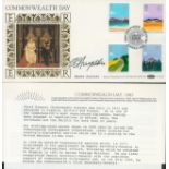 Chief Emeka Anyaoku Signed Benham FDC Commonwealth Day, 09/03/1983, with 4 x Stamps and Postmark,