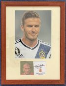 David Beckham 17x12 inch overall mounted and framed signature piece includes signed promo photo