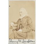 Henry Wadsworth Longfellow signed CDV photo. Good condition. All autographs are genuine hand