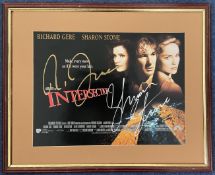 Sharon Stone and Richard Gere signed 22x17 inch framed and mounted Intersection promo poster. Good