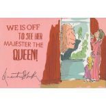 Quentin Blake, an original signed 6x4 official Roald Dahl BFG unused postcard, with the printed