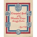 Programme for Triumphal March of the Dominion Troops through London, May 3rd, 1919. 8 pages