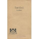 Hotel Cecil. London July 1905. Publisher's cream thick paper covers, titled in black, decorated in