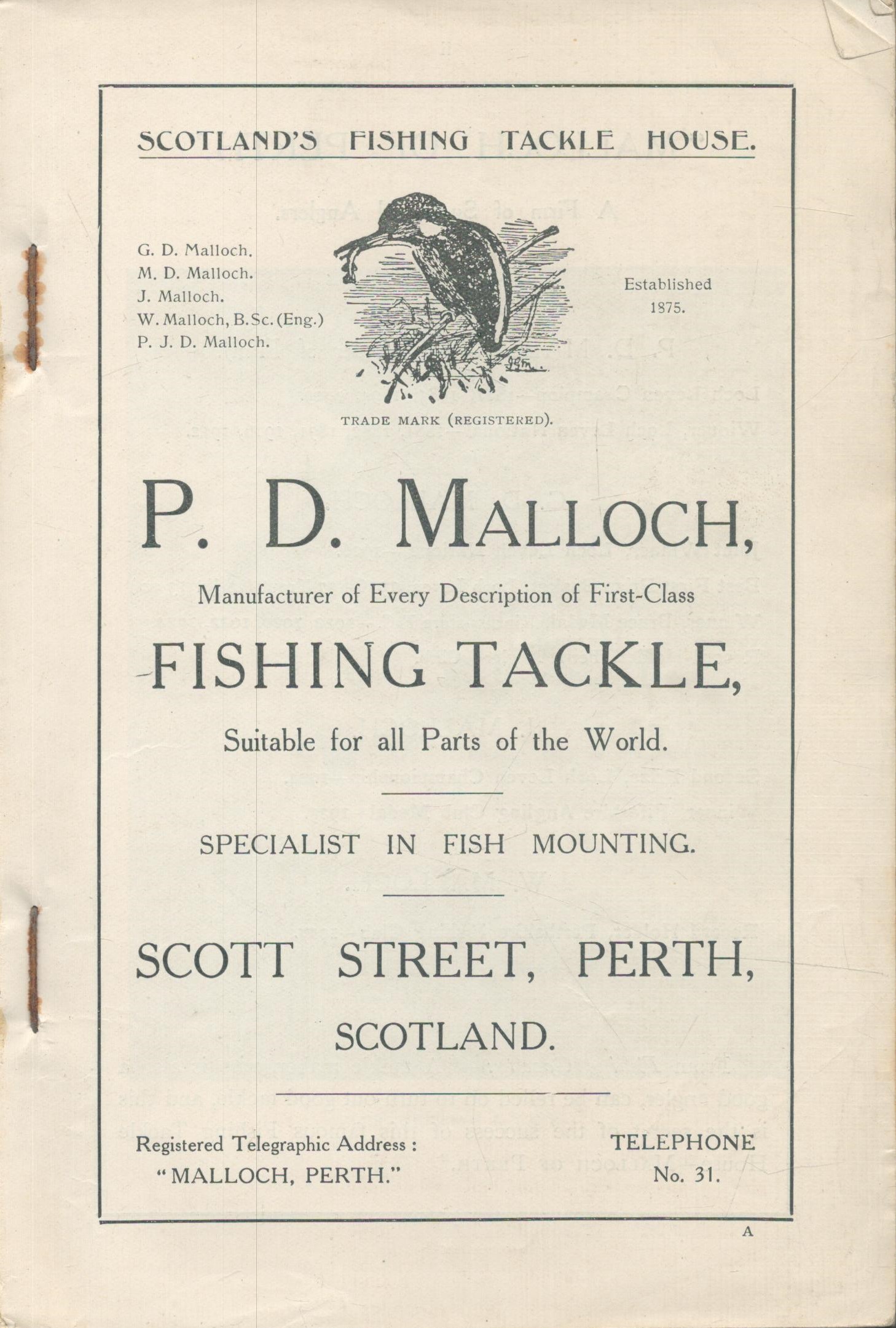 Fishing Rods and Tackle. By P. D. Malloch, Perth, Scotland. 150 pages. Size 5" x 7¼". Excellent copy - Image 2 of 2