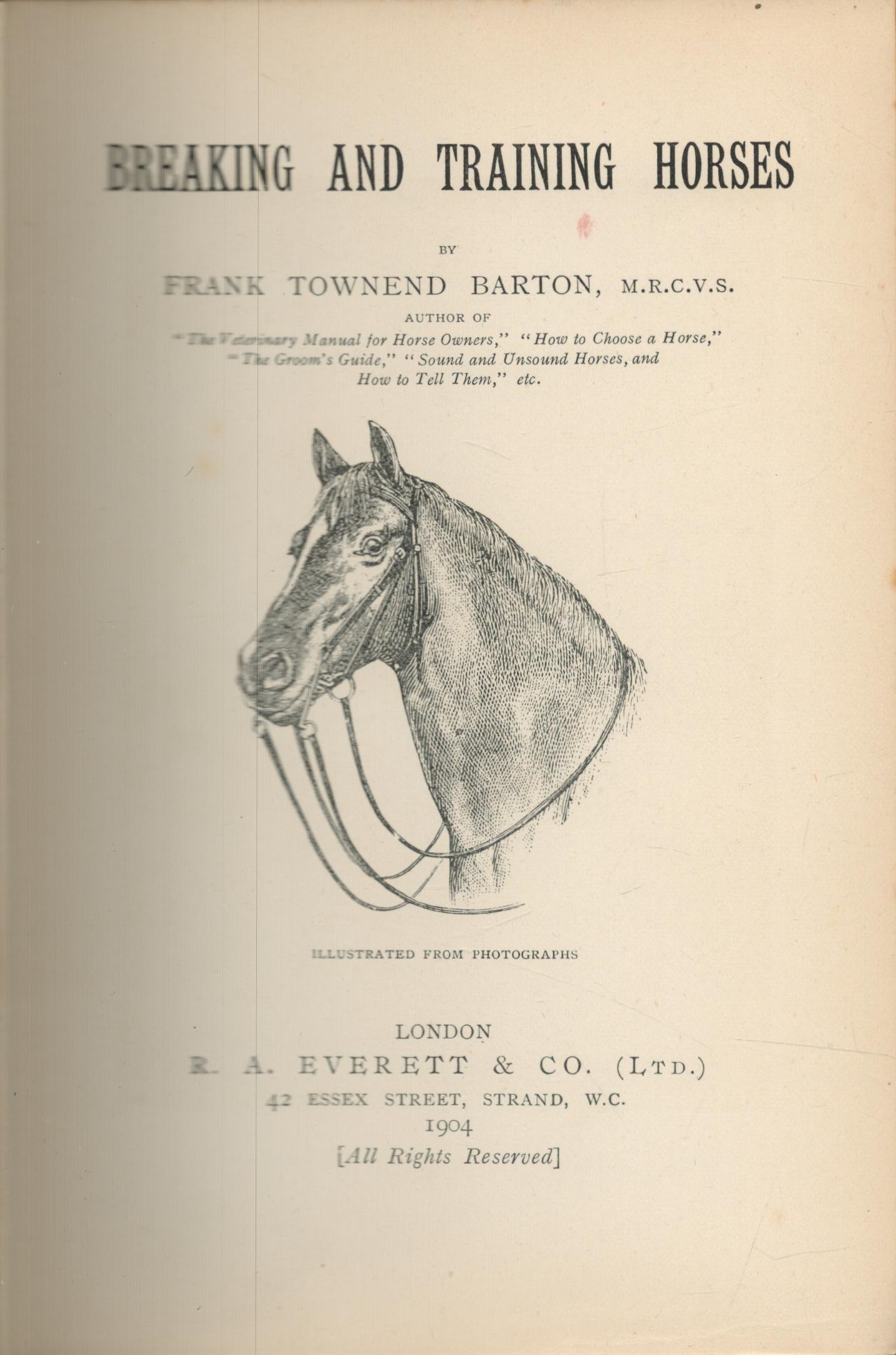 Breaking and Training Horses. By Frank Townend Barton. M. R. C. V. S. Illustrated from - Image 2 of 2