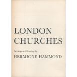 London Churches. Paintings and drawings by Hermione Hammond. Folding glossy card invitation for