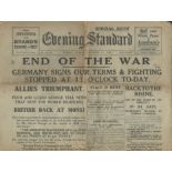 . Evening Standard. Special edition. No. 29,428, London, Monday, November 11th 1918. END OF WAR.