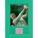 Mounted Signature of Colin Montgomerie, OBE with Colour Photo. Mounted on Green Card with Signature.