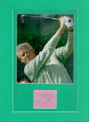 Mounted Signature of Colin Montgomerie, OBE with Colour Photo. Mounted on Green Card with Signature.