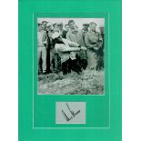 Mounted Signature of Gary Player with Black and White Photo. Mounted on Green Card with Signature.