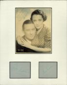 Mounted Signatures of Bebe Daniels and Ben Lyon black and white vintage photo of the pair. Mounted