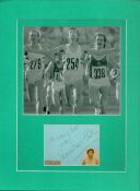Mounted Signature of Sebastian Coe with Black and White Photo. Mounted on Green Card with Signature,
