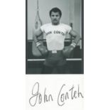 JOHN CONTEH World Champion 1973 77 signed Card with Boxing Photo. Good condition. All autographs are