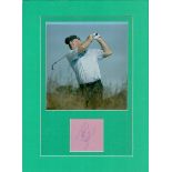 Mounted Signature of Curtis Strange with Colour Photo. Mounted on Green Card with Signature.