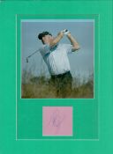 Mounted Signature of Curtis Strange with Colour Photo. Mounted on Green Card with Signature.