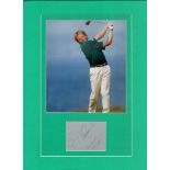 Mounted Signature of Bernhard Langer with Colour Photo. Mounted on Green Card with Signature,