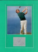 Mounted Signature of Bernhard Langer with Colour Photo. Mounted on Green Card with Signature,