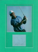 Mounted Signature of Vijay Singh with Colour Photo. Mounted on Green Card with Signature. Vijay