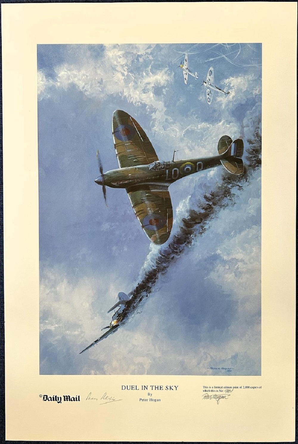 Wing Commander Paddy Barthropp and Artist Peter Hogan Signed Limited Edition Print Titled Duel in