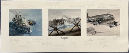Keith Burns Multi-Signed Limited Edition Print Titled By Sea and By Air D-Day 6th June 1944 by Keith