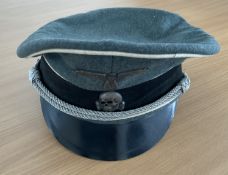 WWII German Waffen EM/NCO Visor Cap name inside SS. V. Graumanis. Waffen SS enlisted man/NCO's