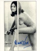 007 James Bond girl Lana Wood, stunning photo signed by Lana Wood, pictured naked in the shower!.