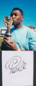 Pele (1940-2022) Football Legend Signed Card With Brazil World Cup Photo. Good condition. All