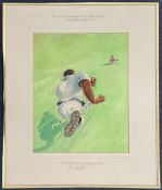 Cricket Robin Smith signed limited edition colour print signed by the artist Paul Hampsell drawn for