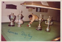 Billiards, Norman Dagley, a signed 5x3.5 vintage photo. An English world champion player of