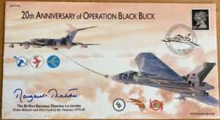 Falklands War Operation Black Buck cover signed by former Prime Minister Margaret Thatcher. Rare