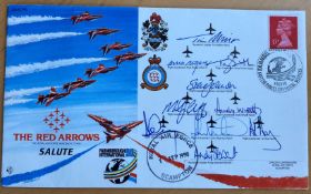 Red Arrows full team signed 1990 Salute Farnborough Display cover, scarce team. Good condition.