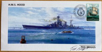 WW2 HMS Hood survivor Ted Briggs signed 2003, 85th ann of the Launch of HMS Hood. Briggs was one