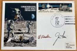 Apollo 15 postal cover hand signed by Lunar Module Pilot Jim Irwin Moonwalker and Command Module