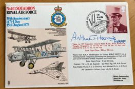 WW2 Arthur Bomber Harris signed 1975 101 Sqn, 30th ann VJ day RAF flown cover. Good condition. All