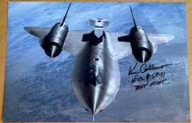 Ken Collins A.12 and Sr-71 Test Pilot Signed 12 X 8 Colour Sr71 In Flight Photo. Good condition. All