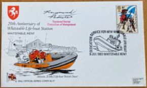 WW2 Pilot and TV presenter Raymond Baxter signed 1983 RNLI official cover. Good condition. All
