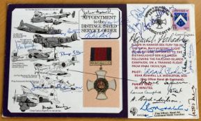 WW2 21 Dambusters, VCs, BOB fighter aces rare Multiple signed DSO silk cover. One of only 15