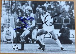 Football Franz Beckenbauer and Karl Heinz Rummenigge Hand Signed 9x6 Book Page. Good condition.