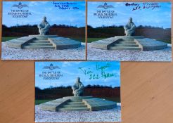 WW2 Battle of Britain, three BOB Memorial postcards signed by fighter Pilots William Walker 616 sqn,