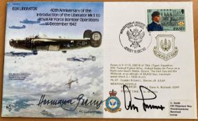 WW2 Luftwaffe fighter aces Adolf Galland KC and Hermann Greiner signed B24 Liberator bomber cover.