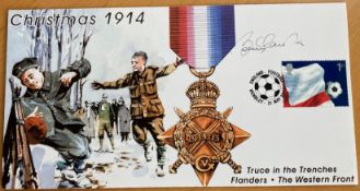 Football Sir Bobby Charlton signed 2002 Truce in the Trenches 1914 comm. Cover. Good condition.
