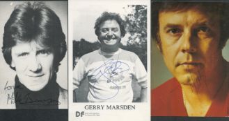 Music collection 3 signed 6x4 inch photos includes Gerry Marsden, Marty Wilde and Mike Berry. Good