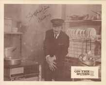 On The Buses, a 10x8 sepia style film photo. Signed by Stephen Lewis who played Inspector Cyril