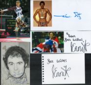 Sport collection 5 assorted signed photos, cards and signature piece includes some great names