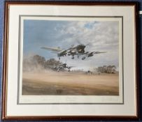 Multi Signed Gerald Coulson Colour Print Titled Striking Back. Housed in a Frame. Signed by Sqn