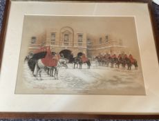Military. Christine Bousfield colour print titled The Queens Lifeguards Horse Guards. Housed in a