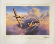 WWII Head to Head 26x21 inches colour print by the artist Nicolas Trudgian signed in pencil by 25