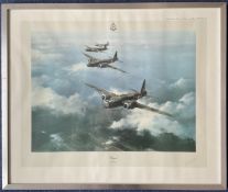 Wg Cdr Bill Townsend Signed Robert Taylor Colour Print Titled Wellington. Housed in Silver Effect