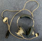WWII Pilot's Headset with Microphone made by Airmed, with 2 plugs bearing the code PJ-055B,
