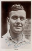 Alec Bedser, a signed and dedicated 5.5x3.5 real photo postcard (unused). Published by F. C. Dick,